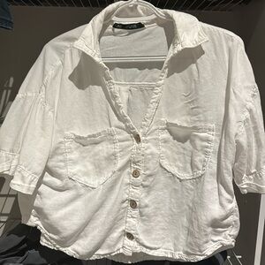Zara Cropped Button Up Blouse
